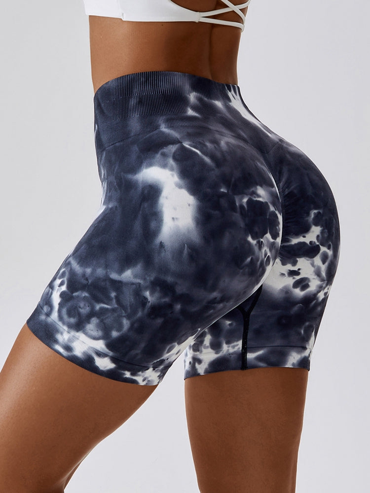 Tie Dye Wide Waistband Slim Fit Sports Shorts