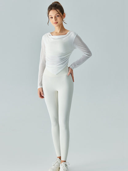 Cowl Neck Long Sleeve Sports Top