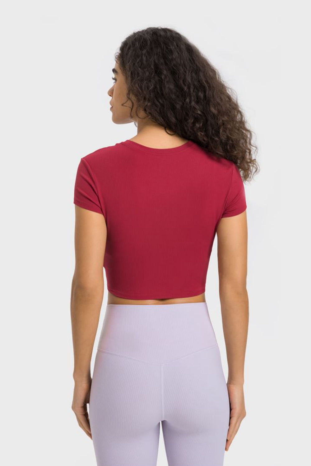 Round Neck Short Sleeve Cropped Sports T-Shirt