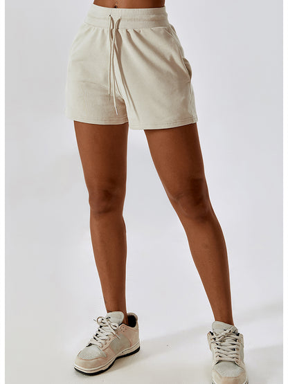 Drawstring Smocked Waist Sports Shorts